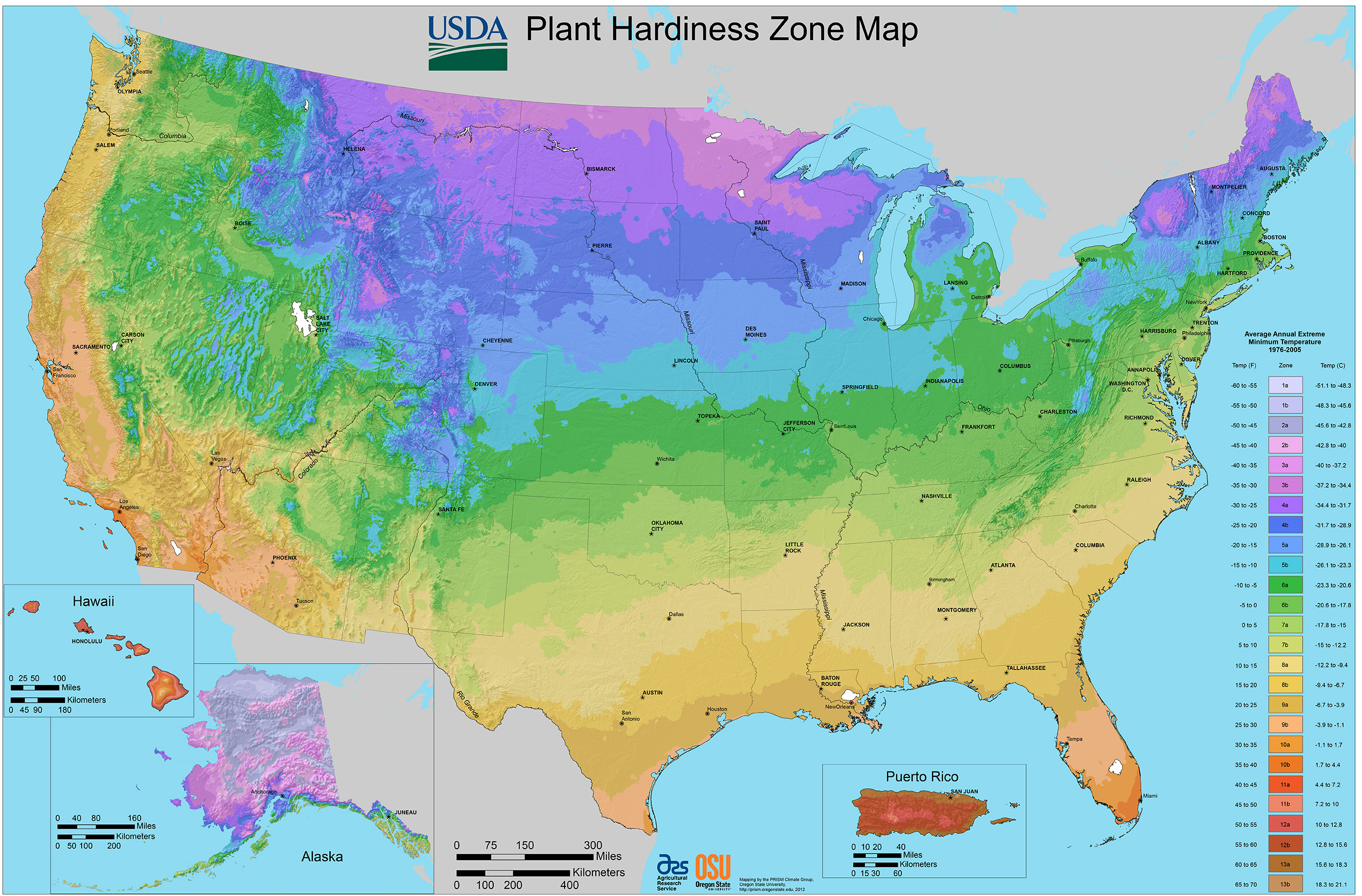 First and Last Frost Dates by USDA Zone